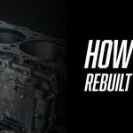 Technician's hands holding a disassembled diesel engine cylinder head with text reading 'How Long Does a Rebuilt Diesel Engine Last?'